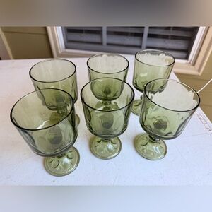 Set of Six Green Goblets